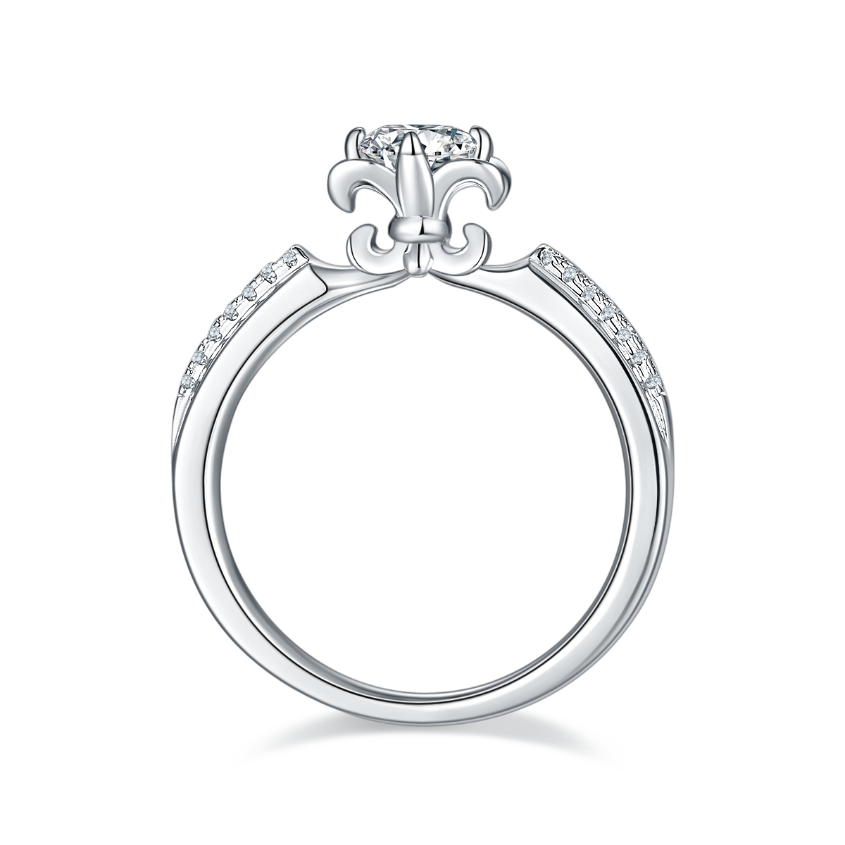 Micro inlaid Tang Yan's S925 silver plated platinum Moissanite women's ring 50 points D-grade